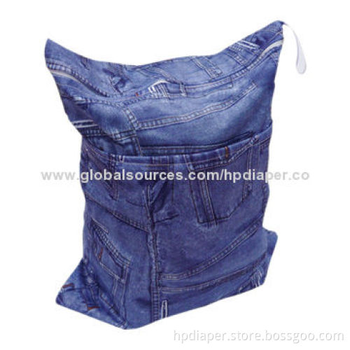 Jeans Printed Design Diaper Bag with Double Zippered Compartments, 30 x 36cm Size